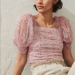 NWOT H&M Floral Puff Sleeve Top